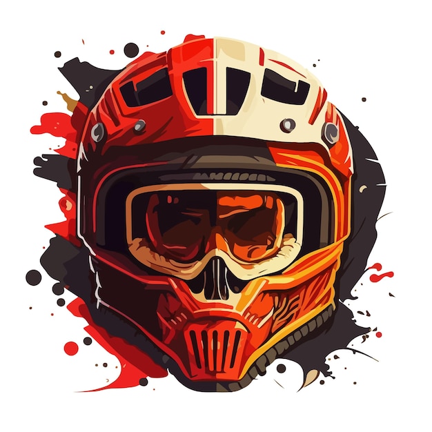 Vetor do crânio do motocross com ilustração plana do capacete