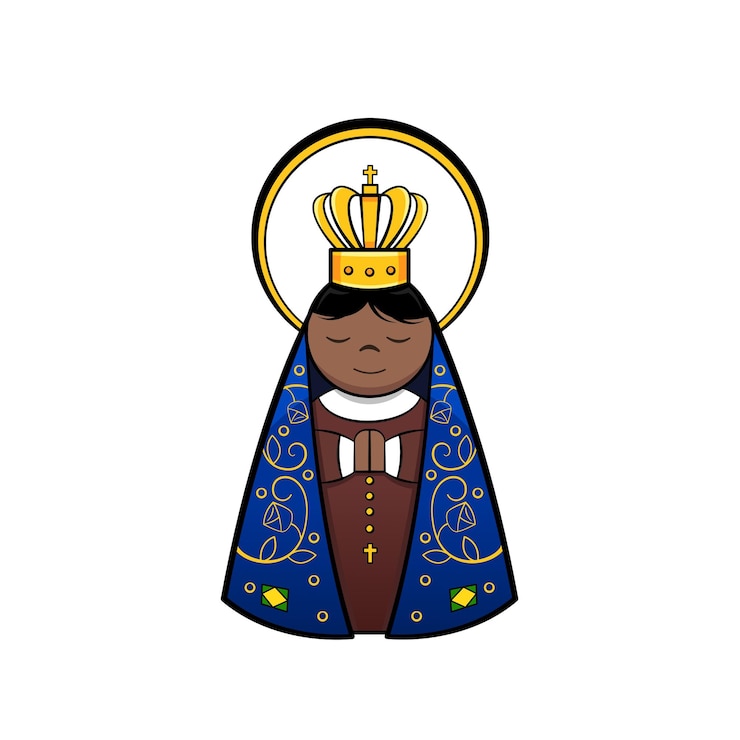 Vetor vetor do estilo cartoon de nossa senhora aparecida. 12 de outubro, dia de nossa senhora aparecida.