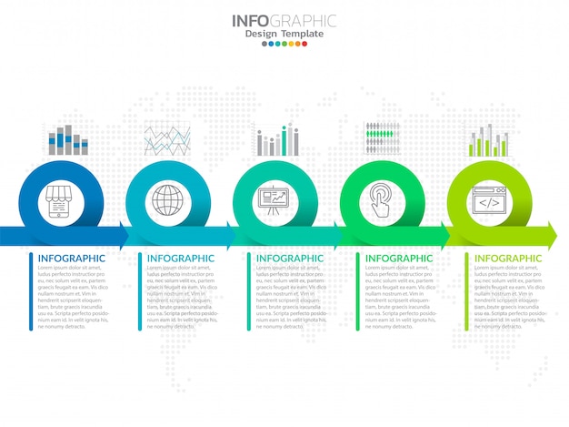 Vetor e ícones do projeto infographic do espaço temporal dos passos.