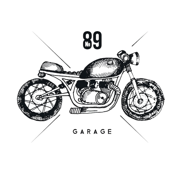 Vetor elegante de motocicleta. ilustração gráfica de motocicleta vintage