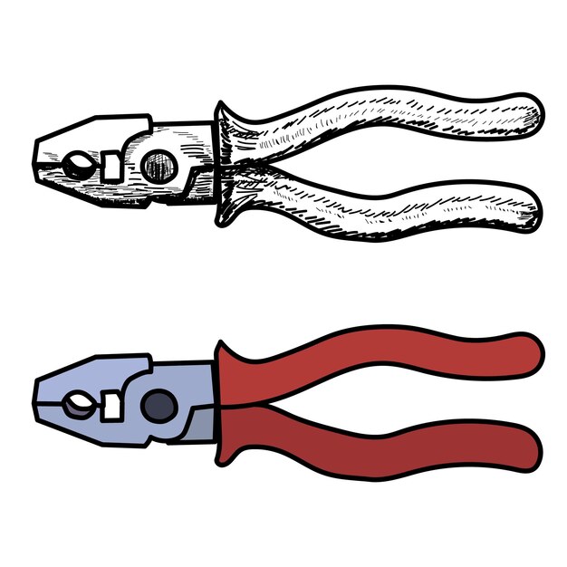 Vetor vetor em um alicate de ferramenta de construção de fundo branco