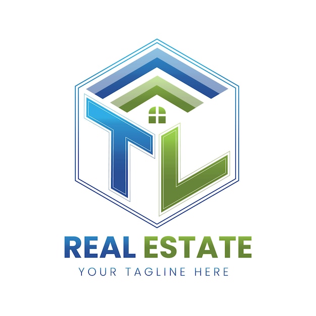 Vetor vetor gradiente tl logotipo imobiliário