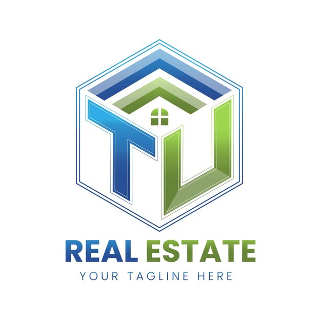 Vetor gradiente tu logotipo imobiliário