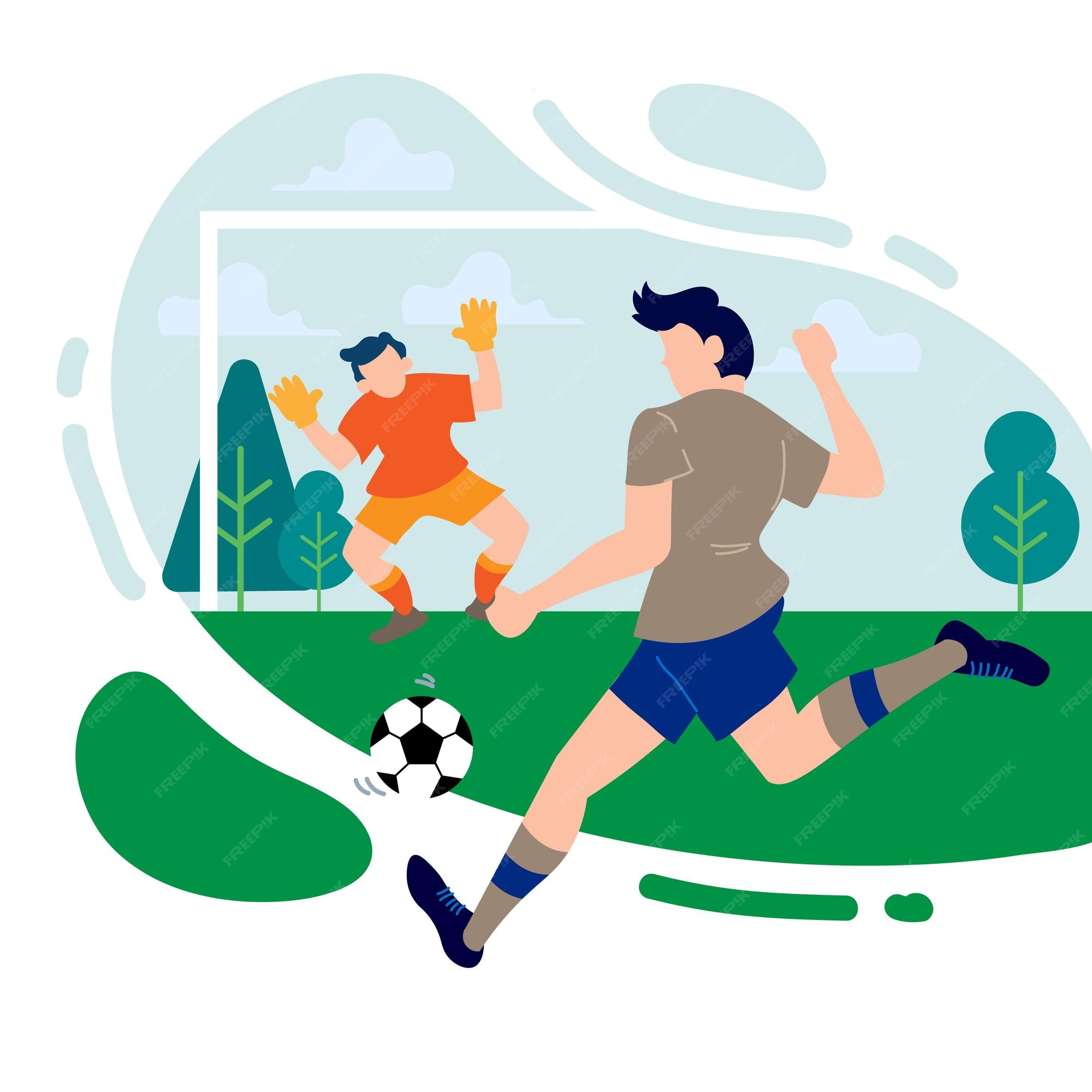 ilustração de ícone de vetor dos desenhos animados jogo de futebol online.  esporte tecnologia ícone conceito isolado vetor premium. estilo de desenho  animado plano 10941715 Vetor no Vecteezy