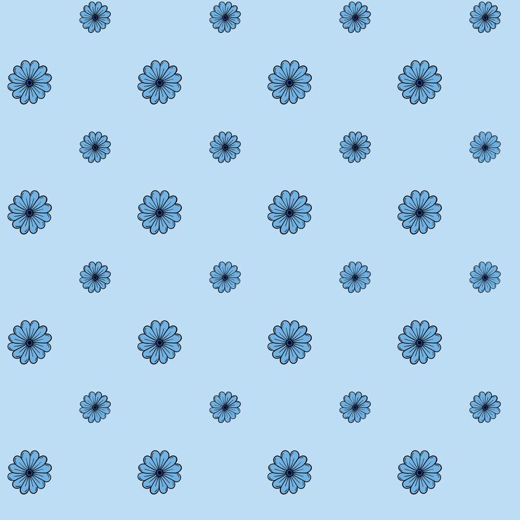 Vetor vetor grátis de padrão sem costura de flor azul desenhada à mão