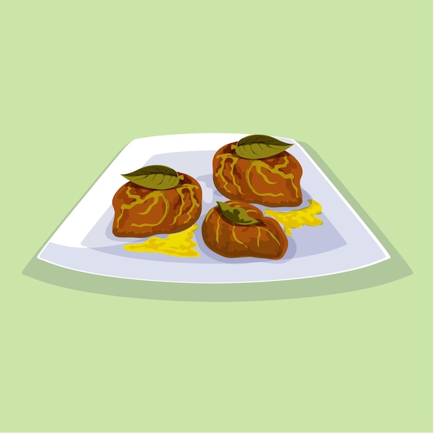 Vetor grátis um prato de comida com fundo verde e as palavras comida