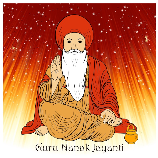 Vetor vetor guru nanak jayanti festival de fundo brilhante