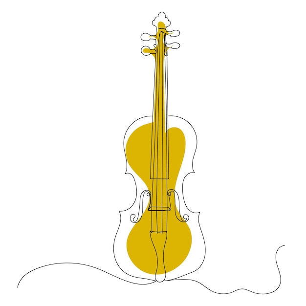 Vetor isolado de desenho de uma linha de violino