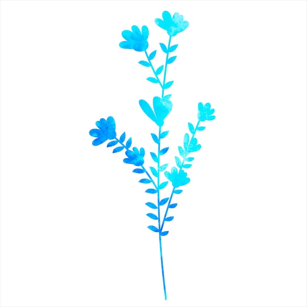 Vetor isolado de silhueta de aquarela azul flor
