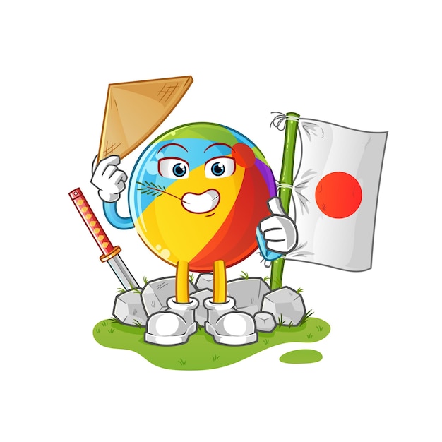 Vetor japonês de bola de praia. Personagem de desenho animado