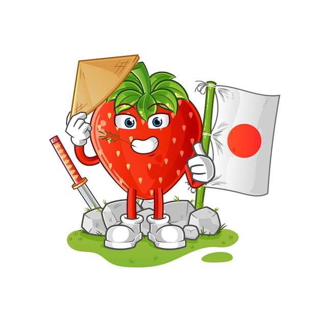 Vetor japonês de morango. personagem de desenho animado