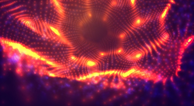vetor laranja com fluxo vermelho de partículas luminosas