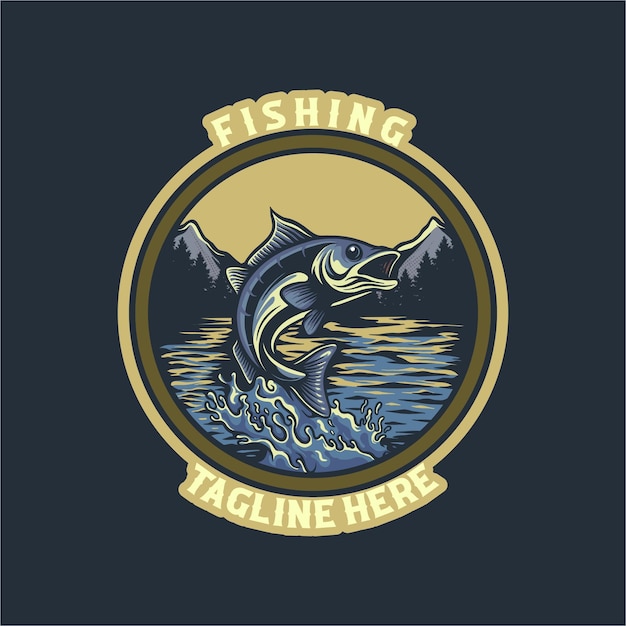 Vetor logotipo de peixe vintage
