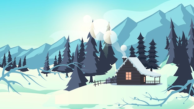 vetor mão desenhada design plano paisagem de inverno