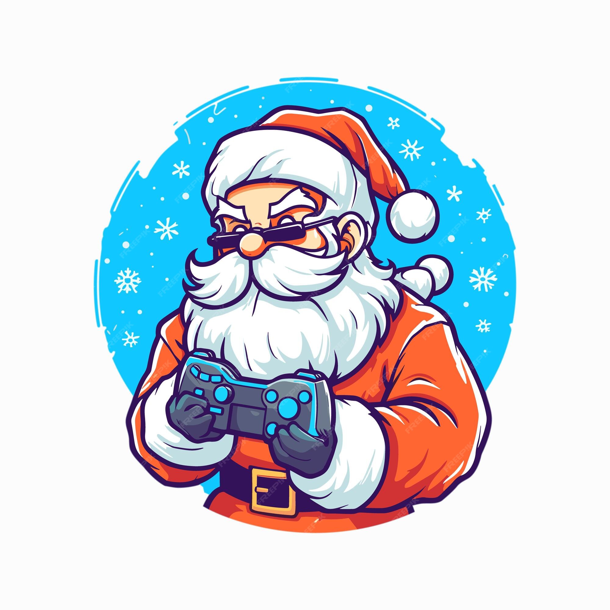 Vetor papai noel joga um jogo com controlador de jogo