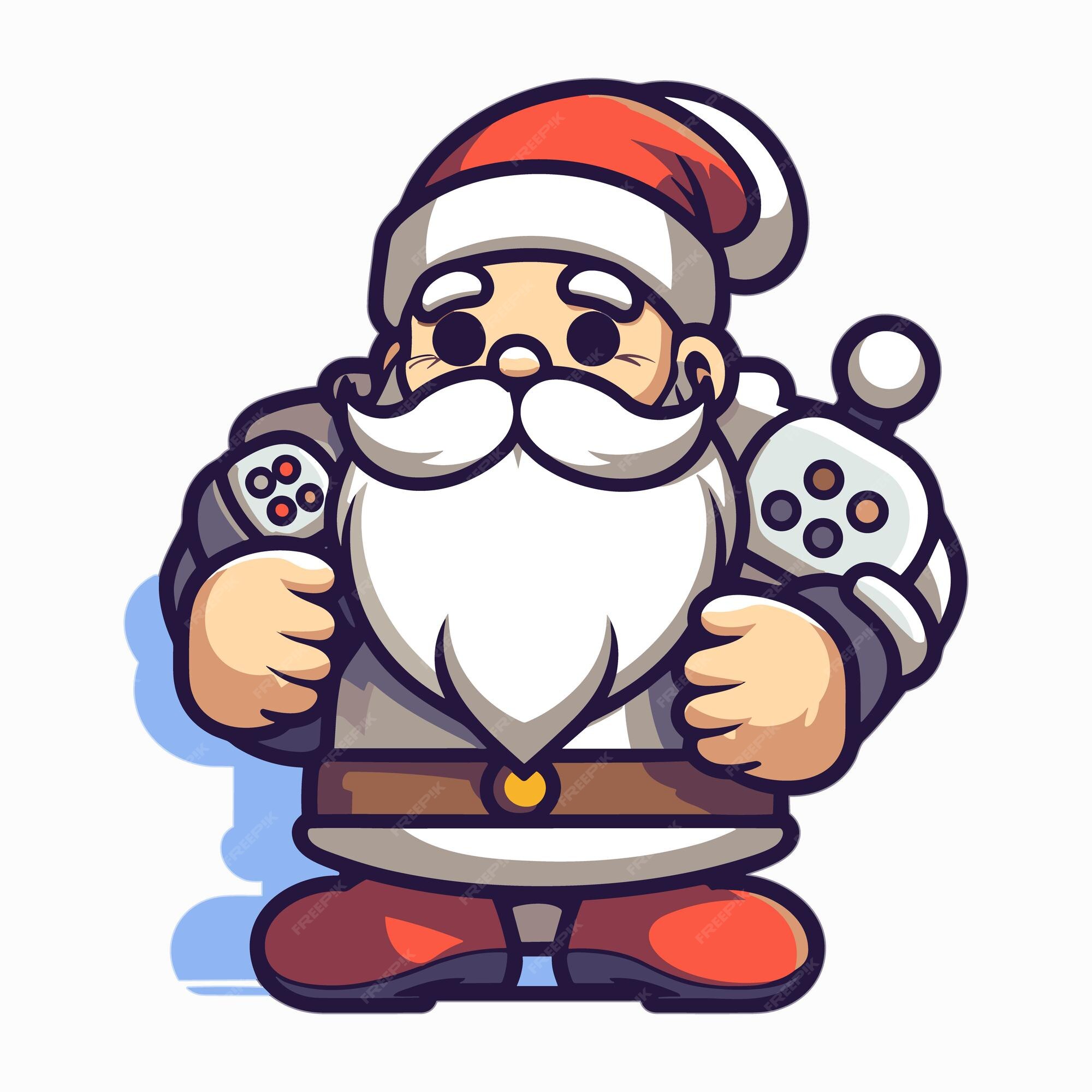 Vetor papai noel joga um jogo com controlador de jogo