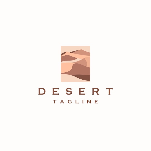 Vetor plano de modelo de design de ícone de logotipo do deserto
