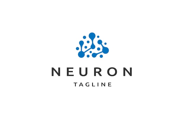 Vetor vetor plano de modelo de design de logotipo de neurônio