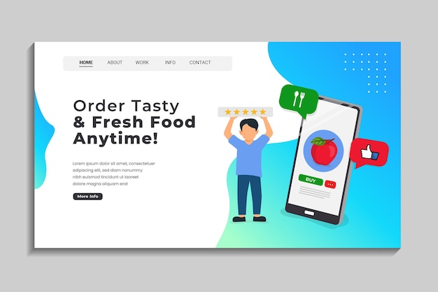 Vetor premium da página de destino do site de negócios de alimentos frescos