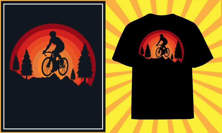 Vetor vetor premium de design de camiseta de bicicleta vintage retrô de mountain bike