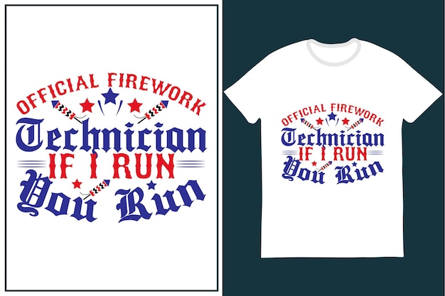 Vetor premium de design de camiseta oficial de técnico de fogos de artifício