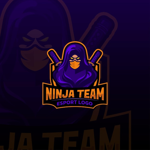 Vetor premium de design de logotipo de mascote ninja esport