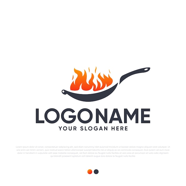 Vetor premium de design de logotipo fire wok