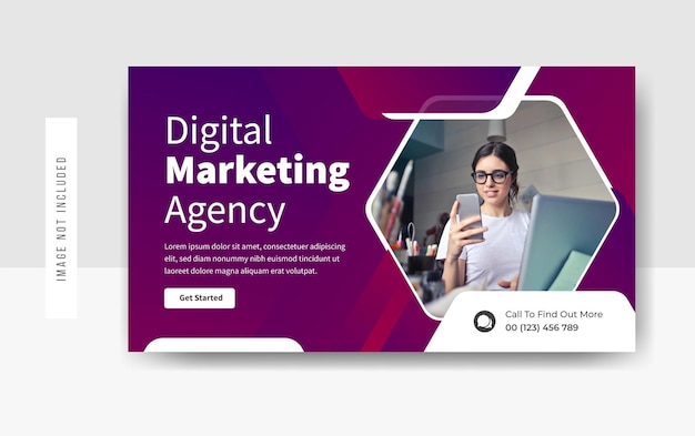 Vetor premium de design de miniaturas do YouTube da agência de marketing digital