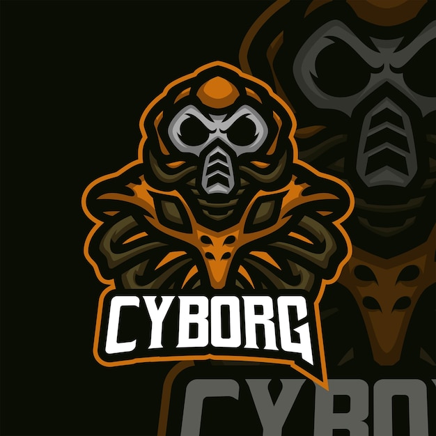 Vetor premium de esport de logotipo de mascote ciborgue