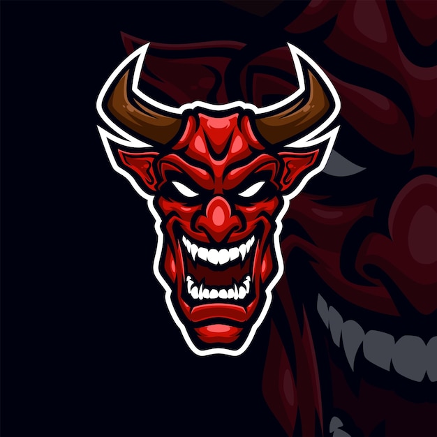 Vetor premium de esport do logotipo da mascote do diabo