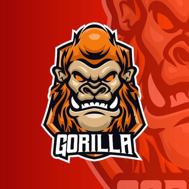 Vetor premium de esport do logotipo da mascote do gorila