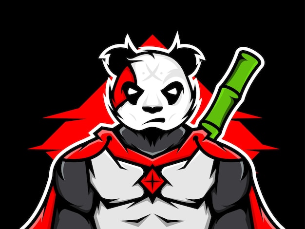 Vetor vetor premium de ilustração de personagem de guerreiro panda para jogos de logotipo