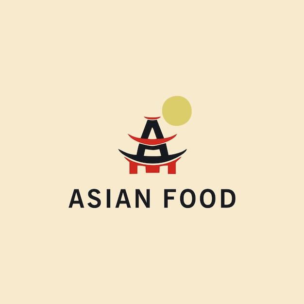 Vetor vetor premium de logotipos de comida asiática desenhada à mão