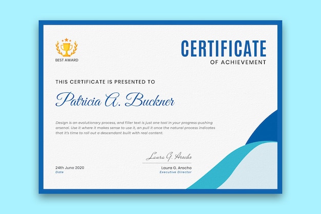 Vetor premium de modelo de certificado moderno e elegante