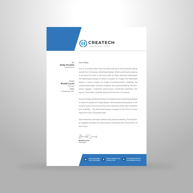 Vetor premium de modelo de design de papel timbrado criativo