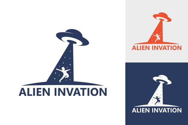 Vetor premium de modelo de logotipo de invasão alienígena