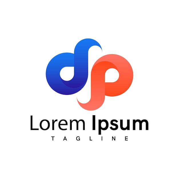 Vetor premium de modelo de logotipo gradiente dp