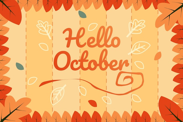 Vetor premium de Olá outubro desenhado à mão, adequado para várias finalidades