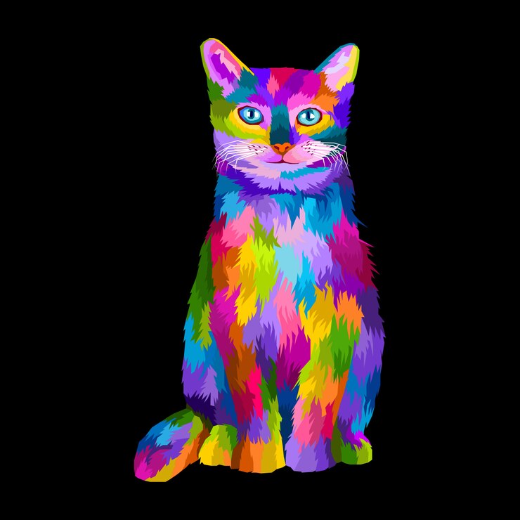 Vetor vetor premium de retrato colorido de arte pop de gato