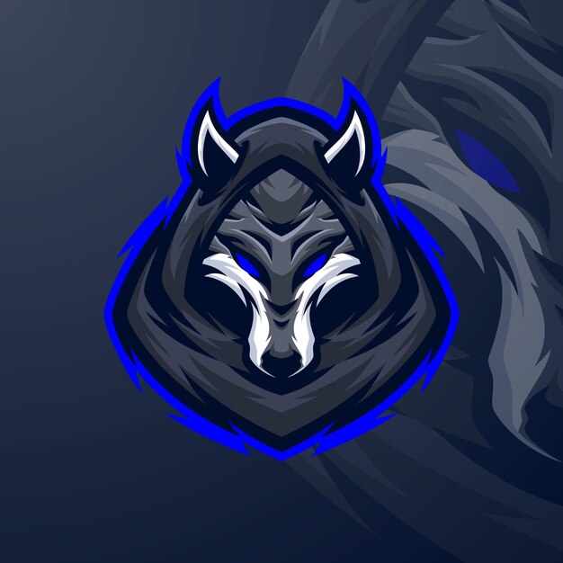 Vetor premium do esporte do logotipo da mascote do lobo