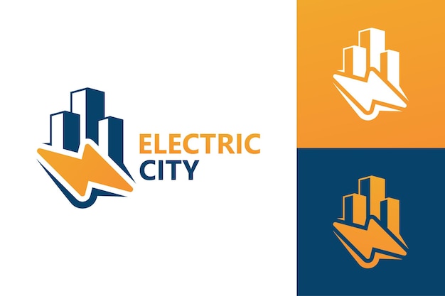 Vetor premium do modelo de logotipo da cidade elétrica