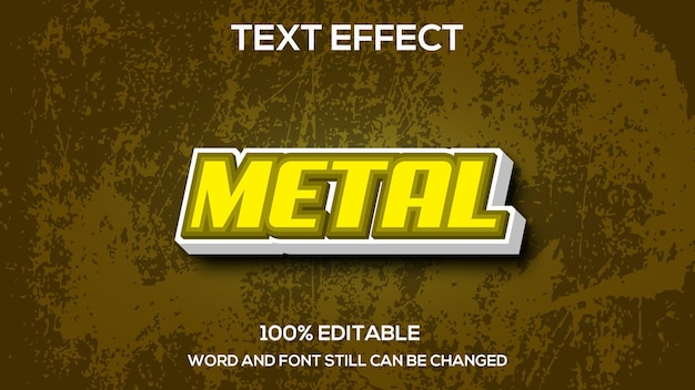 Vetor premium editável de efeito de texto de metal