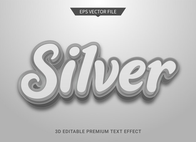 Vetor premium efeito estilo texto editável 3d prata