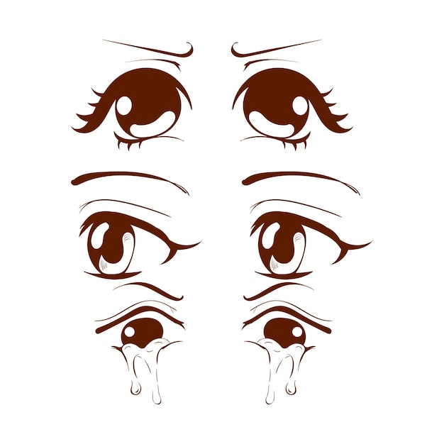 conjunto de olhos de estilo anime de desenho animado 14718629 Vetor no  Vecteezy