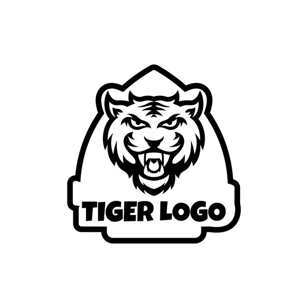 Vetor vetor preto e branco do logotipo do animal selvagem