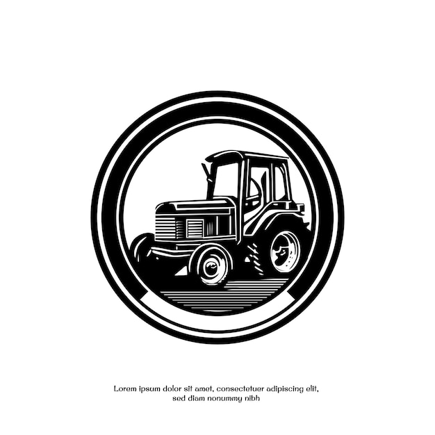 Vetor preto e branco do logotipo do tracktor isolado no fundo branco