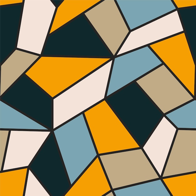 Vetor sem costura padrão geométrico poligonal fundo abstrato mosaico na moda multicolorida
