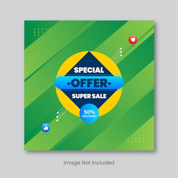 Vetor vetor super grande venda desconto especial banner de mídia social e design de modelo de postagem do instagram