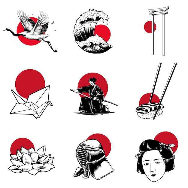 Vetores de estilo de tradição japonesa