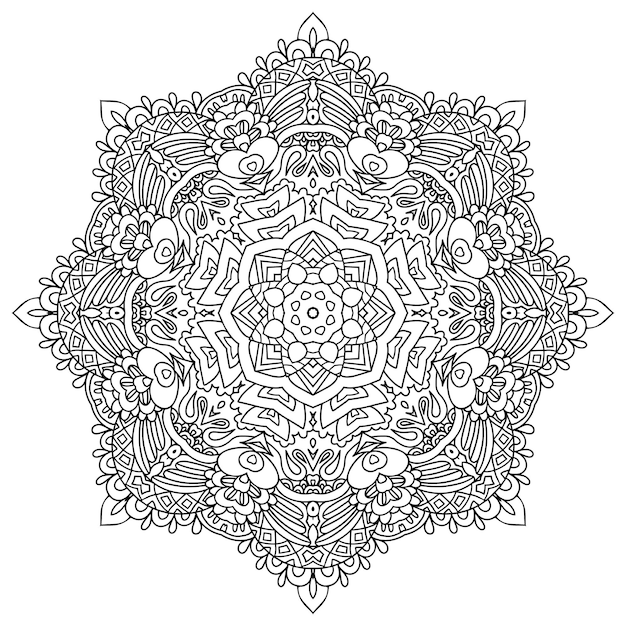 Vetorial mão desenhada doodle mandala. medalhão étnico com ornamento gráfico de doodle.